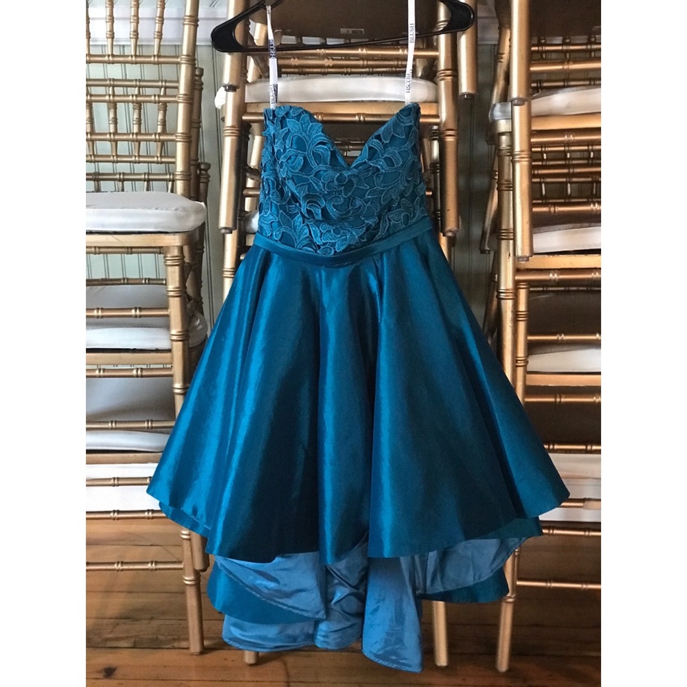 Teal High Low Party Dress